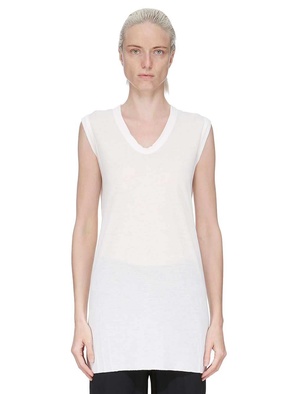 V NECK SLEEVELESS T| RICK OWENS