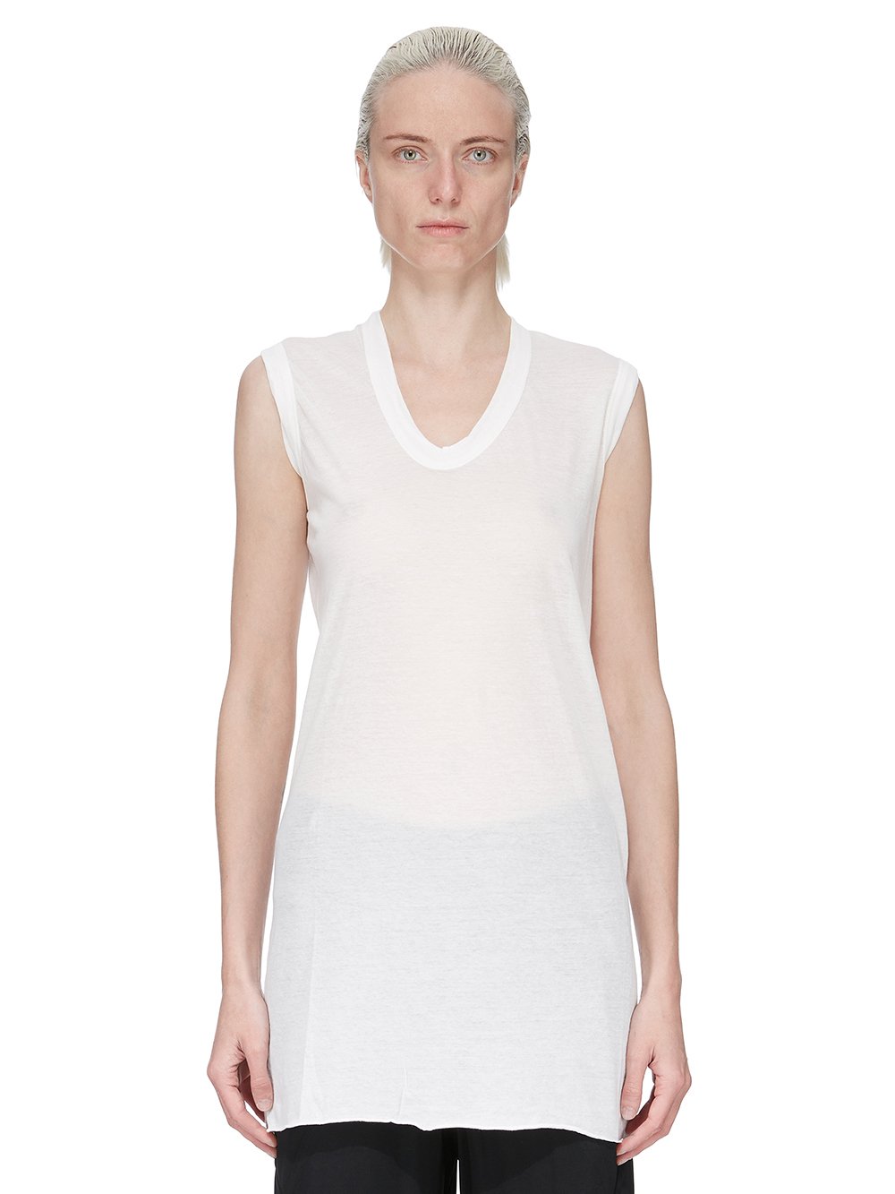 V NECK SLEEVELESS T| RICK OWENS