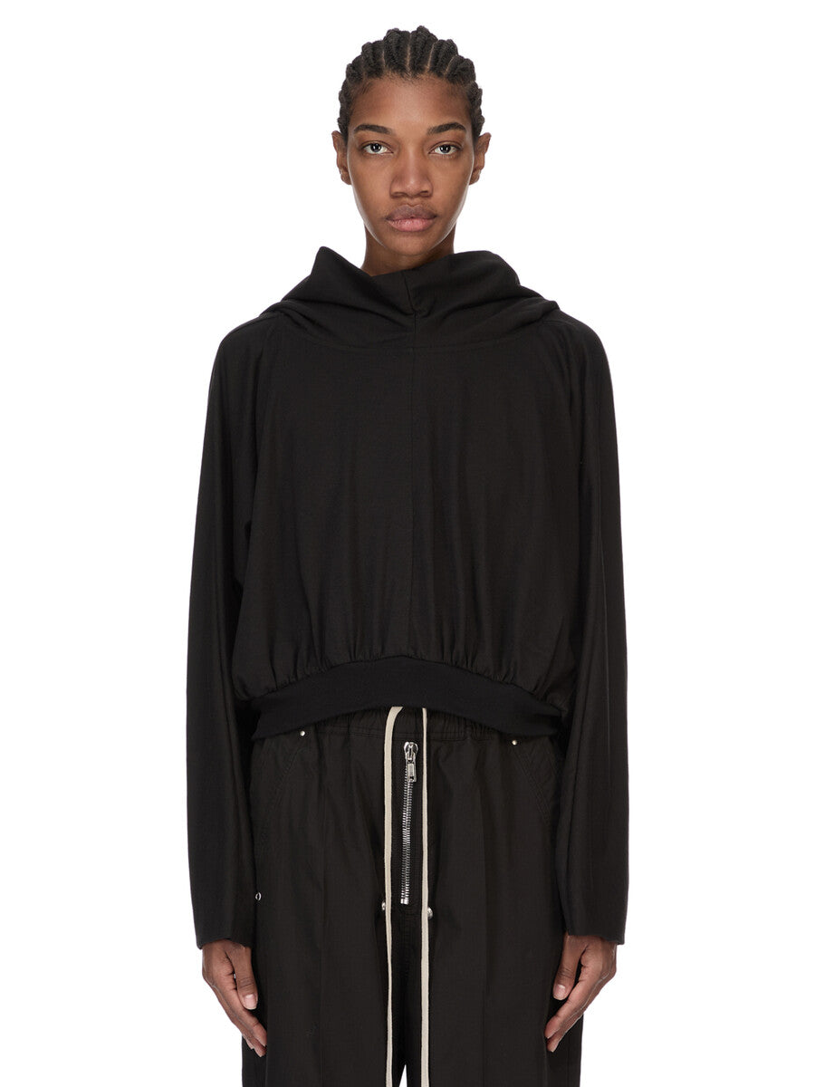 【セール】Rick Owensショート丈フード付きクロップドパーカー CROPPED HOODED TOP| RICK OWENS