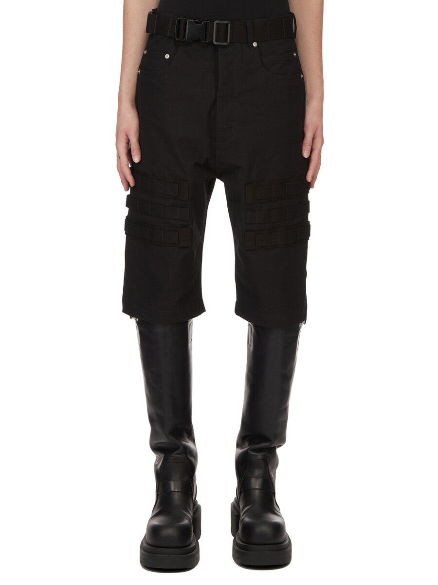 パンツ rick owensDRKSHDW 24aw geth cut shorts Rick Owens DRKSHDW: Off-White Temple Dirt Cutoff Denim Shorts | SSENSE