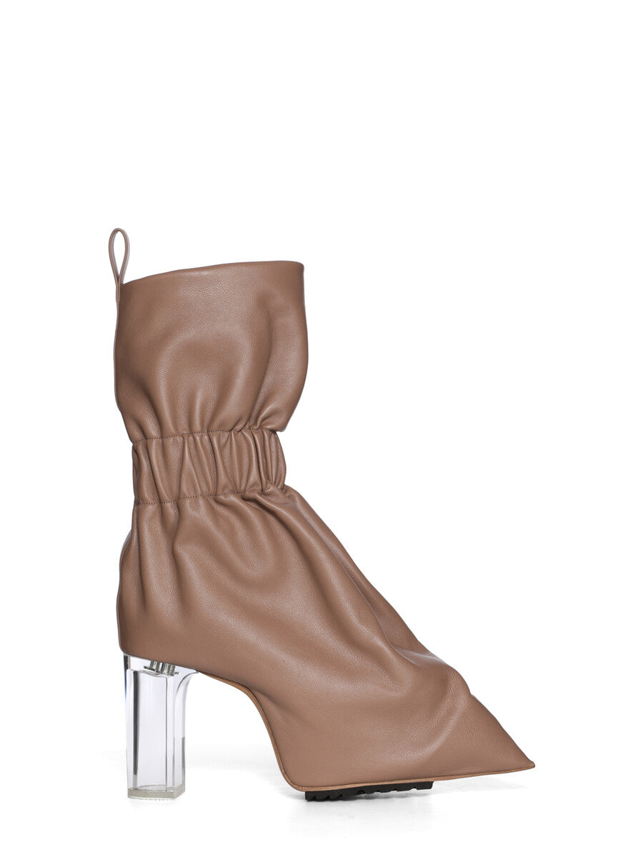 美品 Rick Owens リックオウエンス ダブルジップレザーブーツ41 茶 CUFFED TAQUITO PULL ON| RICK OWENS