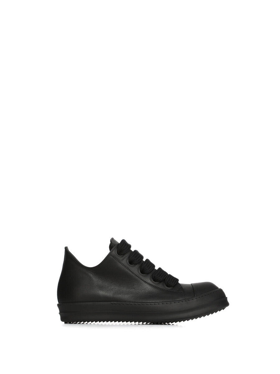 Rick Owens ブラックレザー スニーカー JUMBOLACE LOW SNEAKS| RICK OWENS