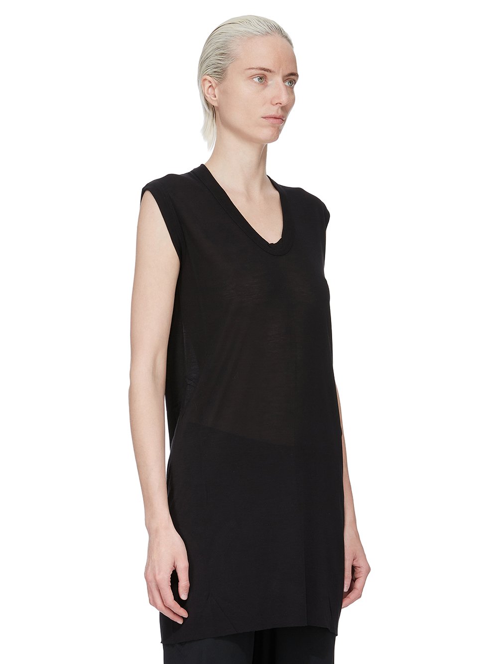 V NECK SLEEVELESS T| RICK OWENS