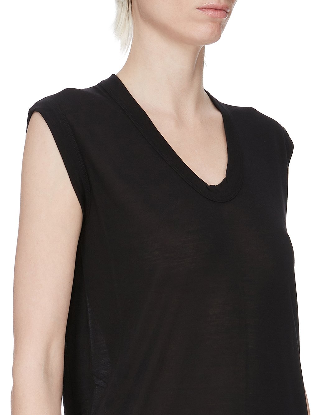 V NECK SLEEVELESS T| RICK OWENS
