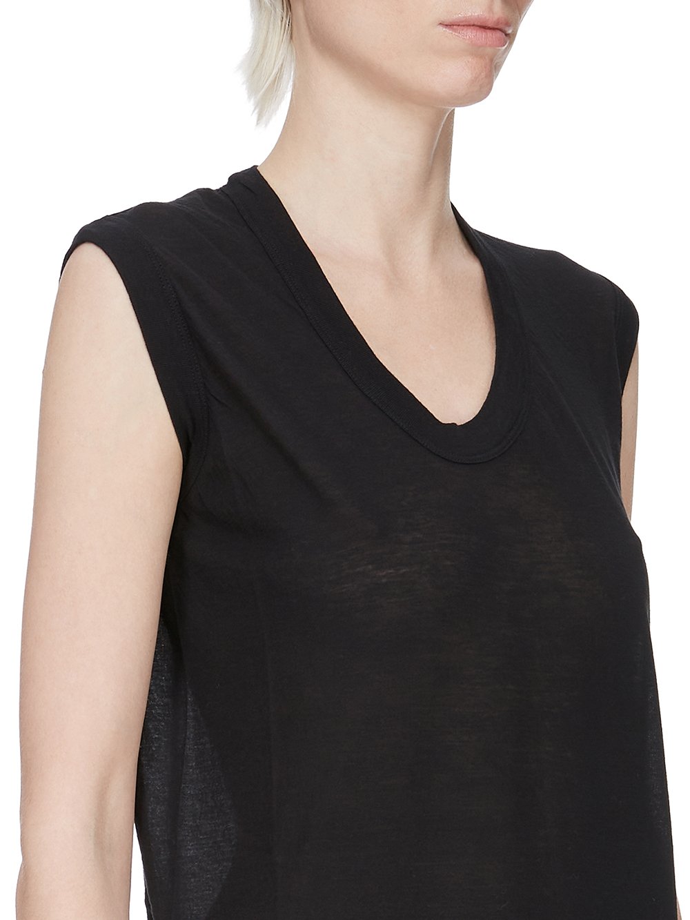 V NECK SLEEVELESS T| RICK OWENS