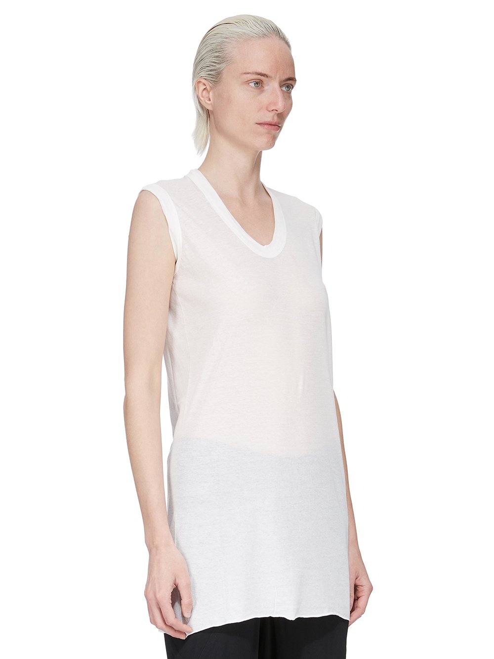 V NECK SLEEVELESS T| RICK OWENS