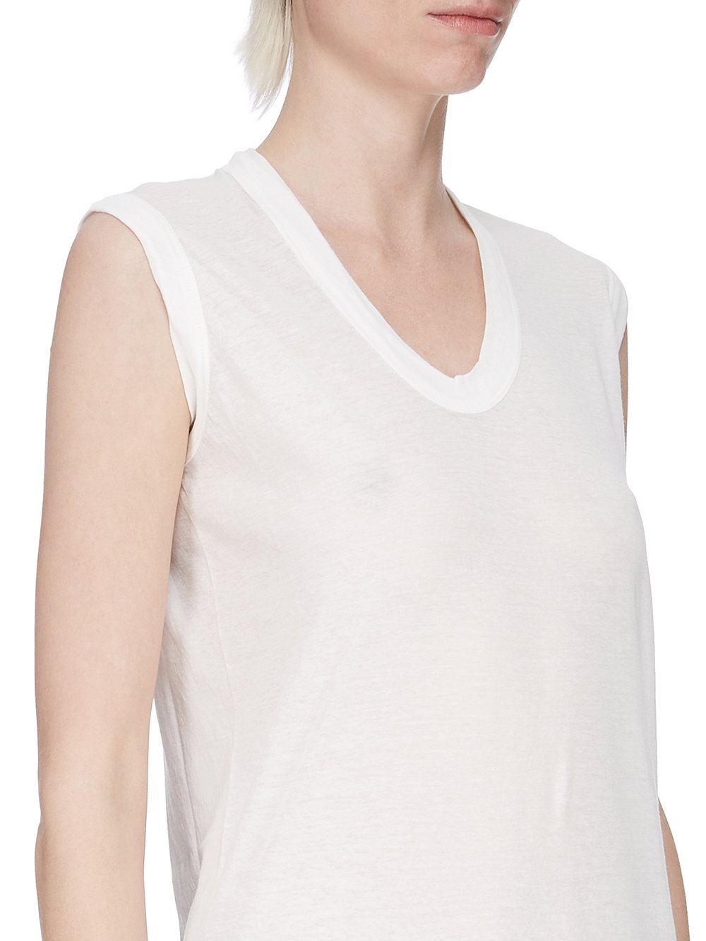 DIFFERENT IS OK Ribbed Cut-out シズニルック V NECK SLEEVELESS T| RICK OWENS