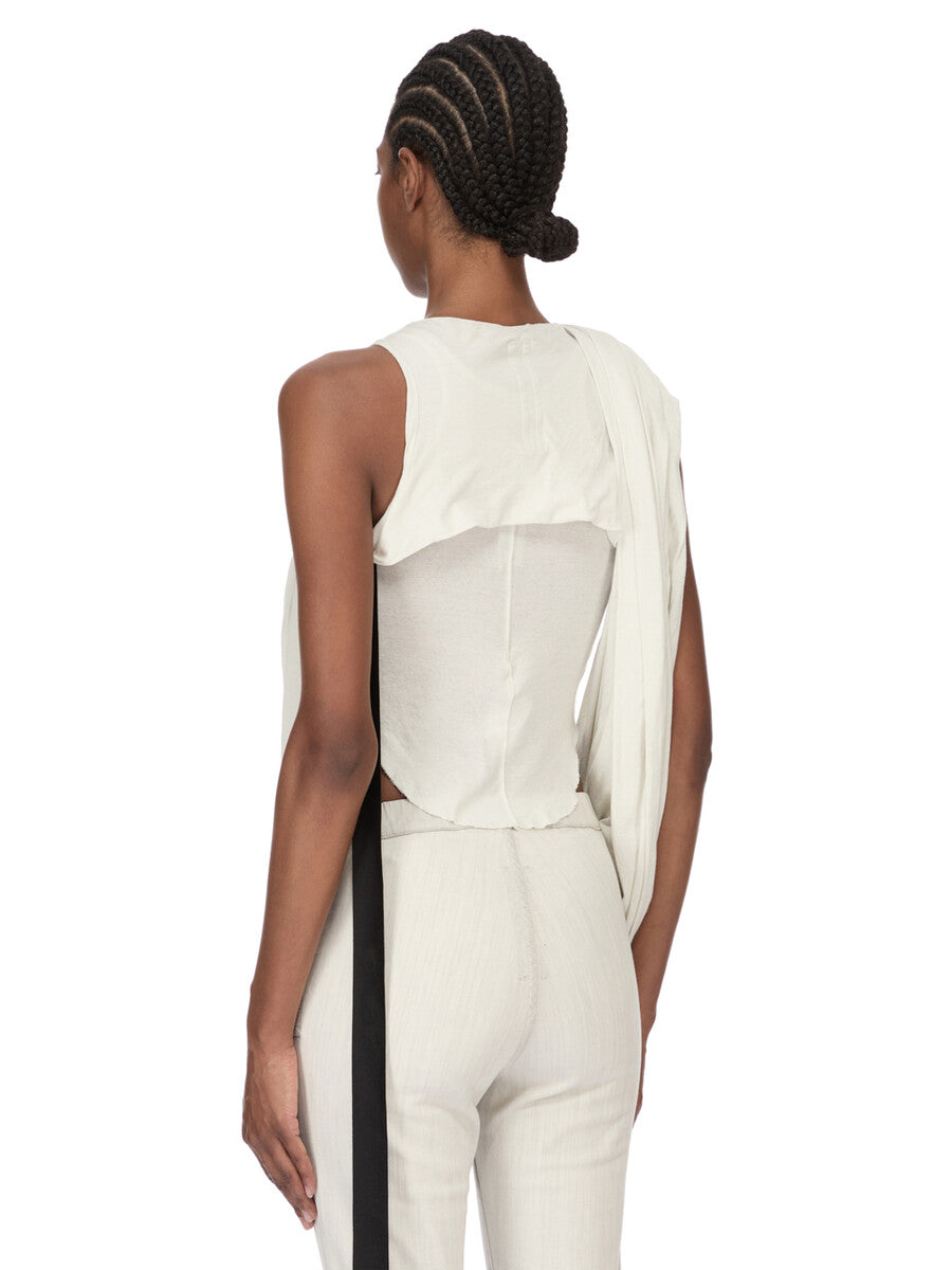 12ss Rick Owens リブタンクトップ　白【42】レーヨン　シルク HARNESS TANK| RICK OWENS
