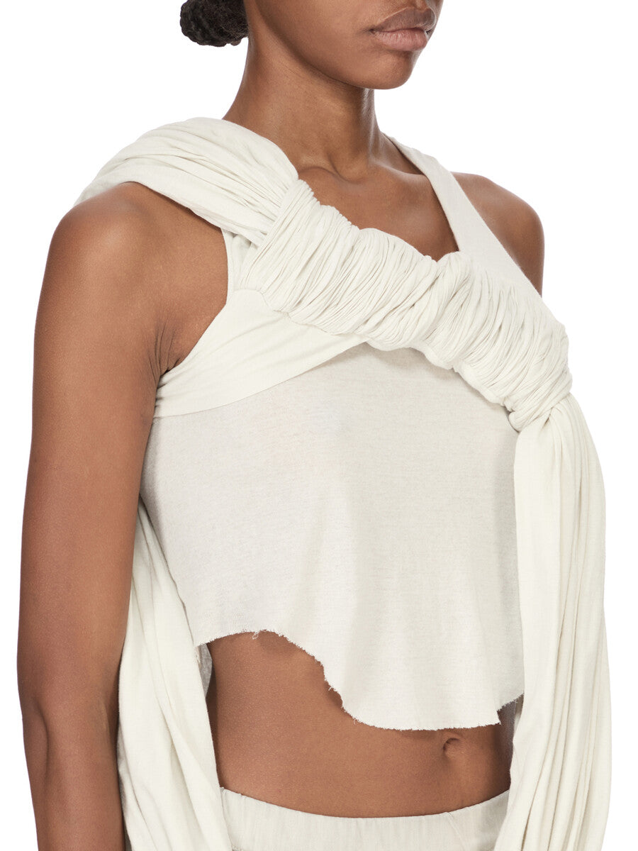 12ss Rick Owens リブタンクトップ　白【42】レーヨン　シルク HARNESS TANK| RICK OWENS