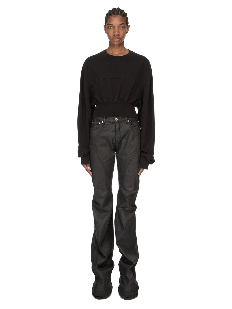 パンツ rick owens drkshdw bias bootcut Rick Owens DRKSHDW Bias Bootcut in Stretch Black Wax – Antidote