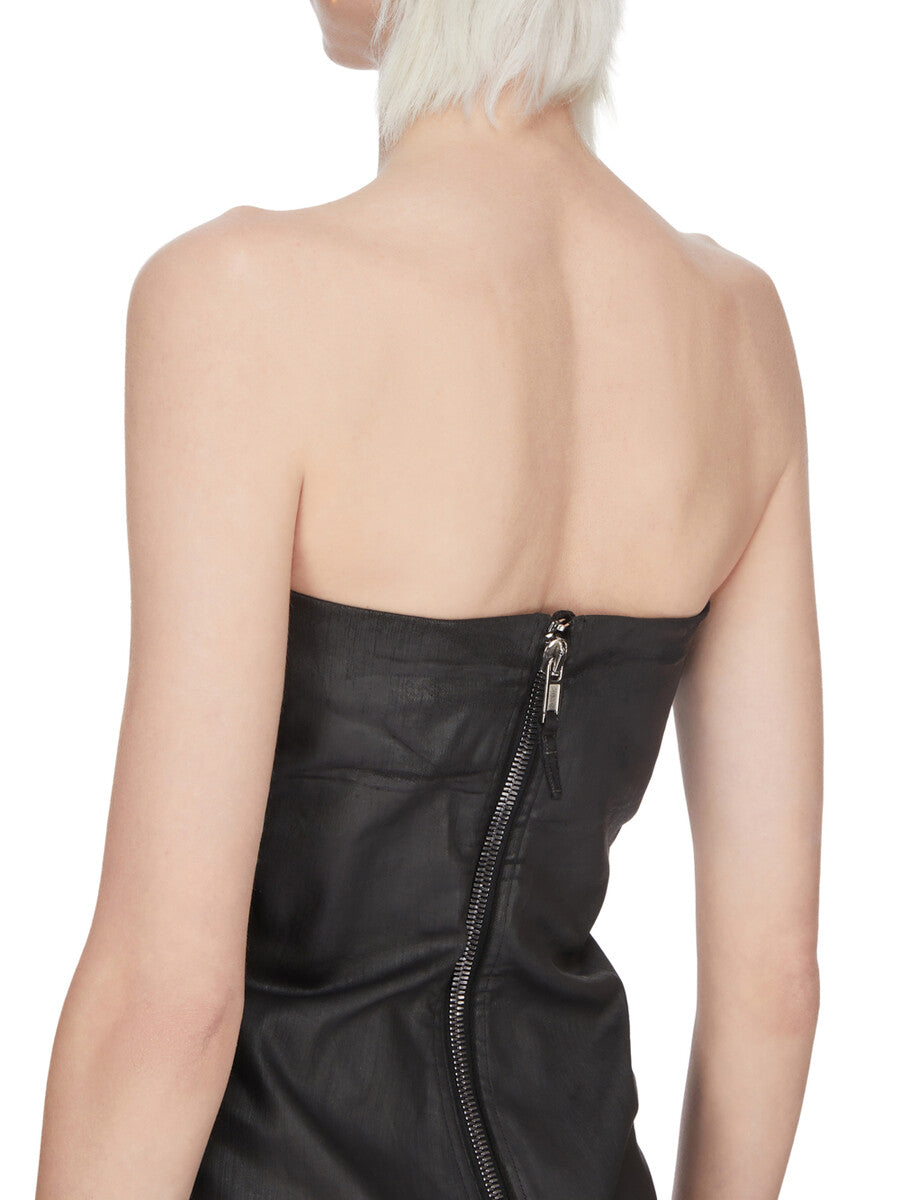 【Rick Owens】 クラッシュベロア ノースリーブワンピース SLICED BUSTIER DRESS| RICK OWENS