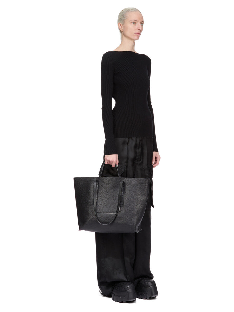 Rick Owens ラッカーニジップ カーフレザー ボストンバッグ SHOPPER| RICK OWENS