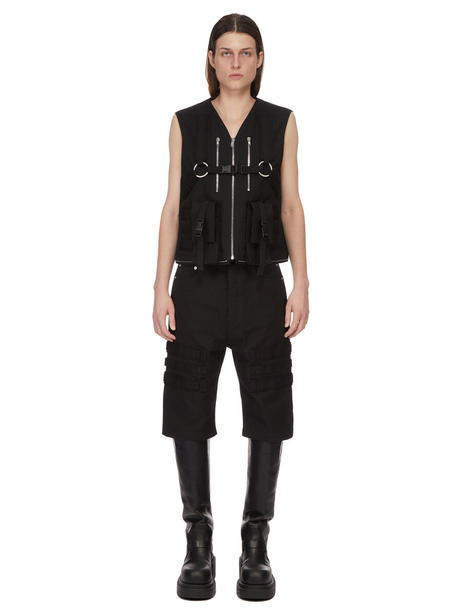 お*ち様 UN3D. / VEST DOCKING SK ブラック BLIXA UTILITY VEST| RICK OWENS
