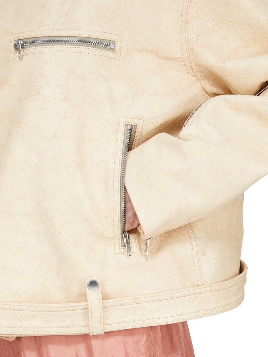 Rick Owens MADE IN ITALY ラムレザージャケット ベージュ BIKER JUMBO STOOGES| RICK OWENS