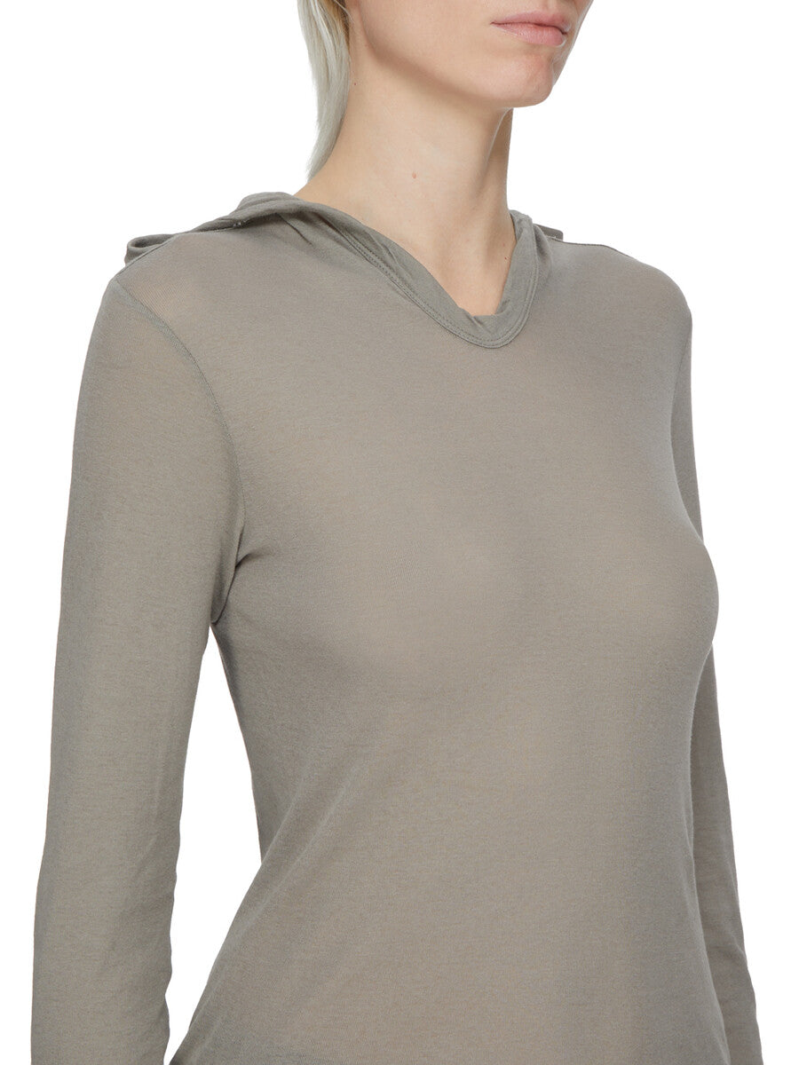 CROPPED HOODED RIB LS T| RICK OWENS