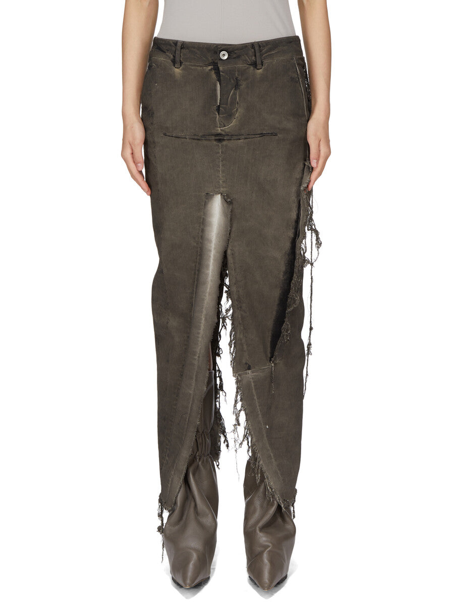 DENIM SLICED SKIRT| RICK OWENS