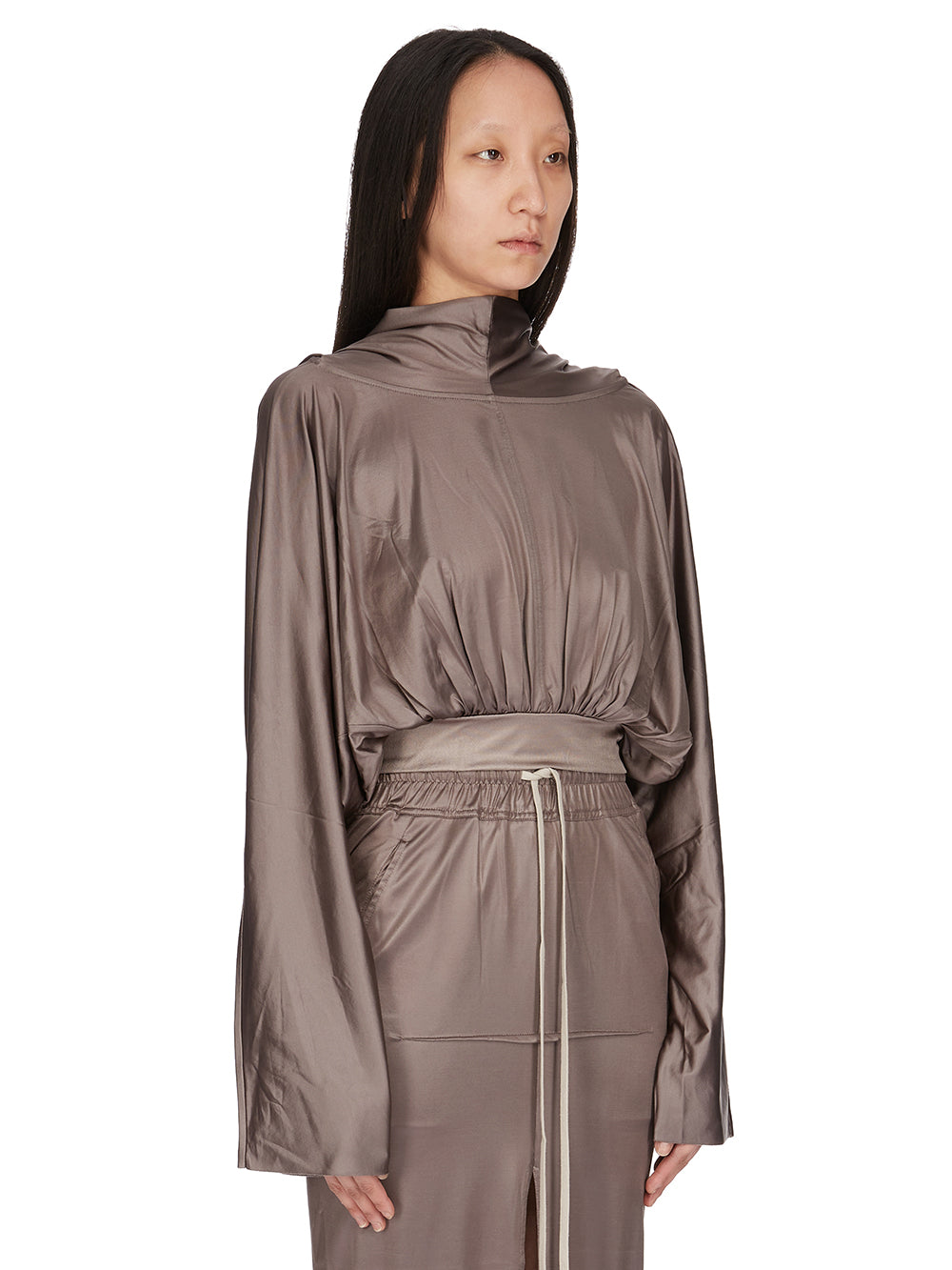 RICK OWENS DRKSHDW リアジップレイヤードナイロントップス CROPPED HOODED TOP| RICK OWENS
